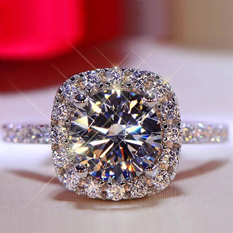 Anillo de moissanita redonda de color D de KNOBSPIN, bañado en plata de ley 925 con oro blanco de 18 quilates, para mujer, alianza de boda, joyería fina.