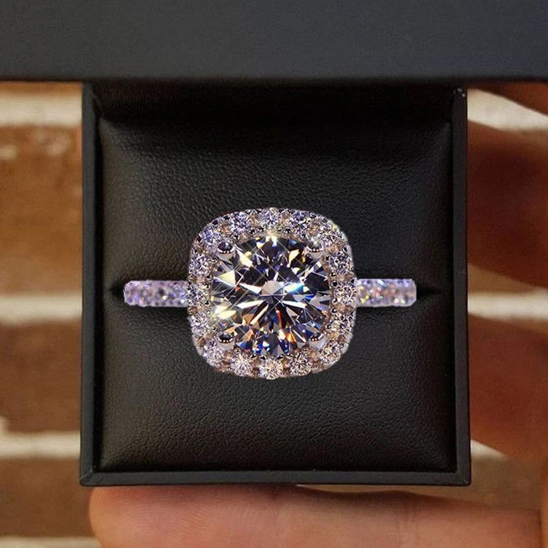 Anillo de moissanita redonda de color D de KNOBSPIN, bañado en plata de ley 925 con oro blanco de 18 quilates, para mujer, alianza de boda, joyería fina.
