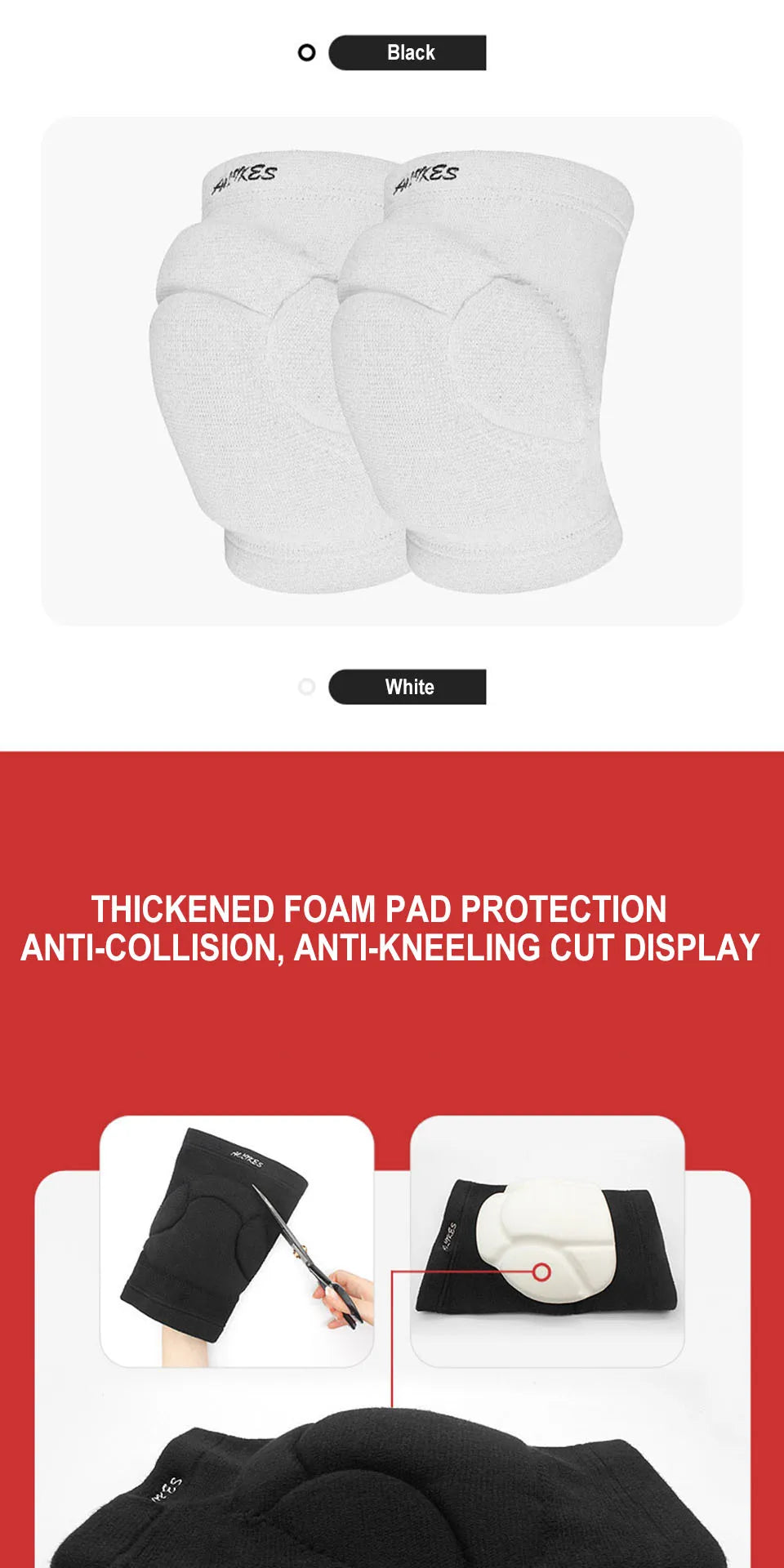 AOLIKES 1 Pair Sports Thickening Knee Pads Volleyball Extreme Sports Kneepad Brace Support Dancing Yoga Elastic Knee Protector