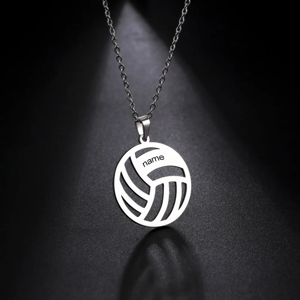 Collar personalizado Sipuris con nombre para mujer, de acero inoxidable, con nombre personalizado de voleibol, para hombre, joyería, regalos de Navidad