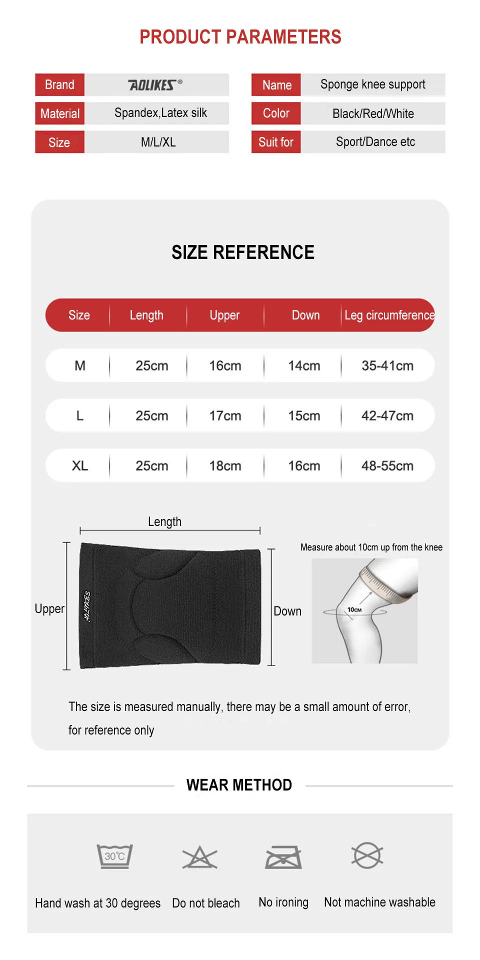 AOLIKES 1 Pair Sports Thickening Knee Pads Volleyball Extreme Sports Kneepad Brace Support Dancing Yoga Elastic Knee Protector