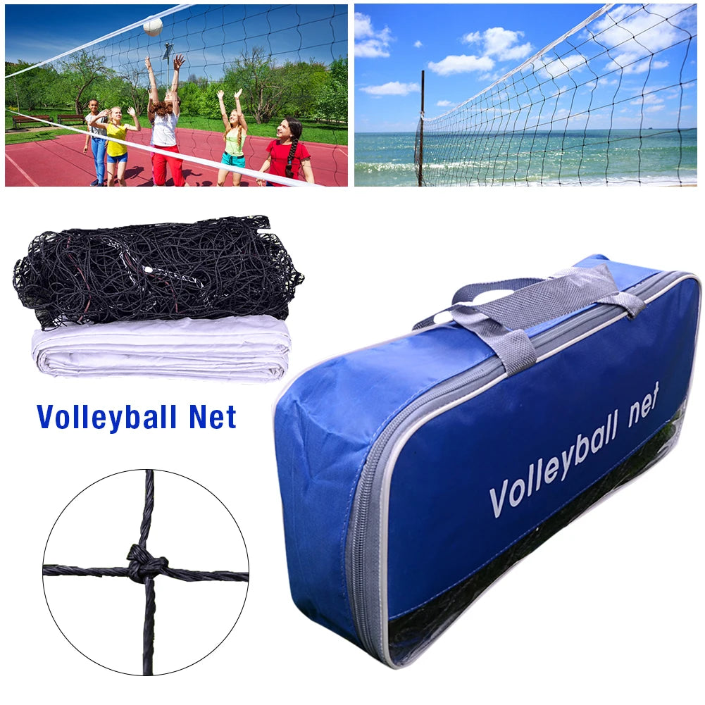 Red de voleibol de 9,5 x 1 m para entrenamiento de práctica, estilo universal, de poliéster y seda, para voleibol de playa y exterior.
