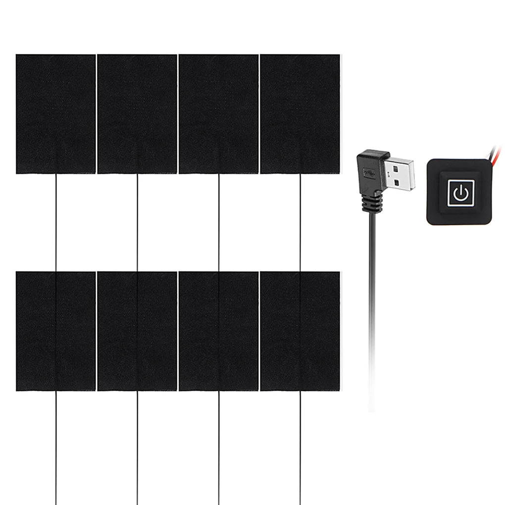 8 em 1 Almofada de aquecimento elétrico USB Jaquetas Roupas Almofada de aquecimento Esportes de inverno Caminhadas Colete Almofadas aquecidas Aquecedor de fibra