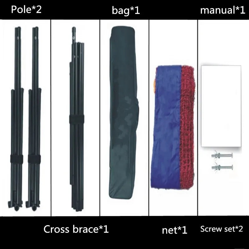Portable Adjustable Height Badminton Net Rack Set Foldable Stainless Tennis Volleyball Net For Professional Outdoor Beach Sports