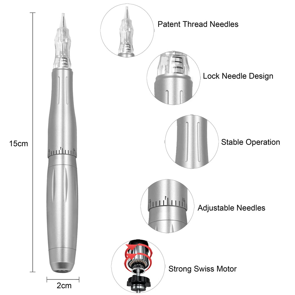 Máquina de tatuaje profesional Biomaser, pluma rotativa para maquillaje permanente, cejas, labios, microblading, kit de bricolaje con aguja de tatuaje.