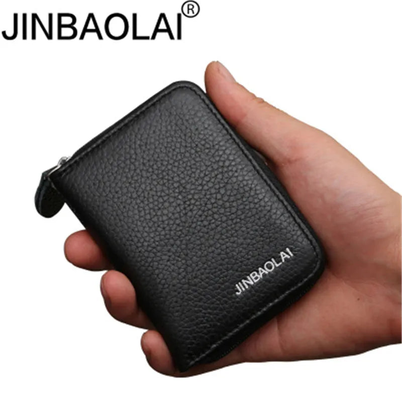 Monedero pequeño de piel auténtica para hombre, cartera pequeña para dinero, monedero de bolsillo