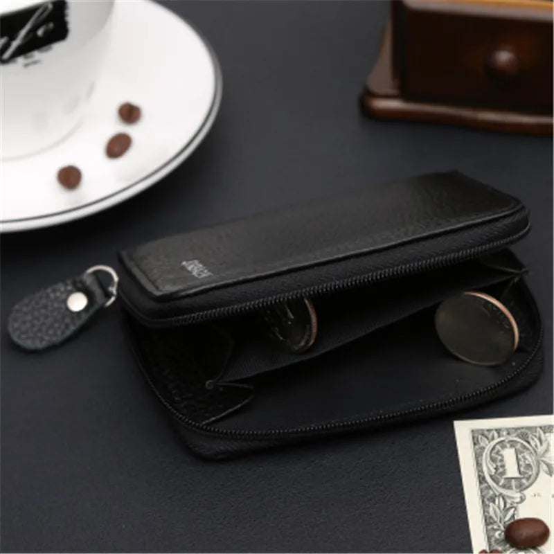 Monedero pequeño de piel auténtica para hombre, cartera pequeña para dinero, monedero de bolsillo