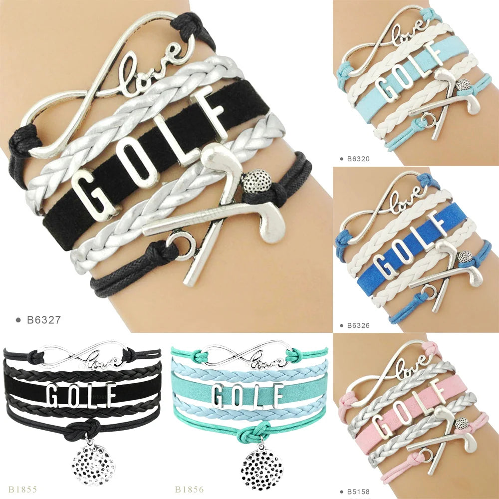 Pulseras con dijes de amor infinito para voleibol, golf, deportes, joyería ajustable hecha a mano para mujeres, hombres y niños, regalo con envío directo