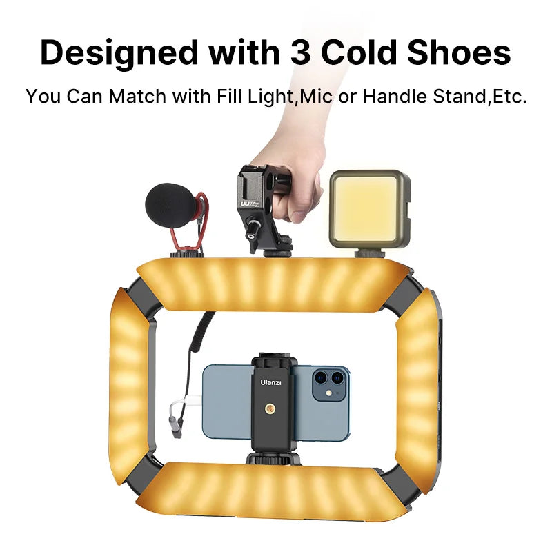 Ulanzi U200 U-200 Smartphone Video Rig LED Video Light 2 in 1 Ring Light Cold Shoe for Microphone Tiktok Youtube Live Rig Light