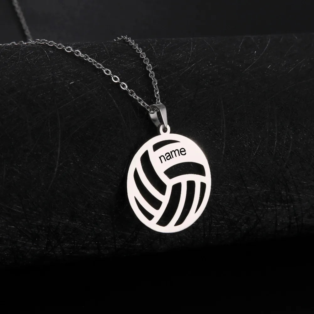 Collar personalizado Sipuris con nombre para mujer, de acero inoxidable, con nombre personalizado de voleibol, para hombre, joyería, regalos de Navidad