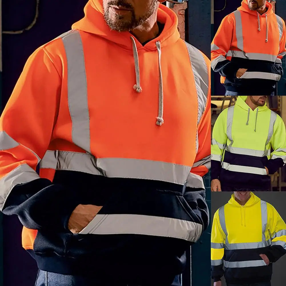 80% VENDAS QUENTES Moletom masculino refletivo de alta visibilidade Pulôver de manga comprida Moletom com capuz Casaco Outono Casual Diário