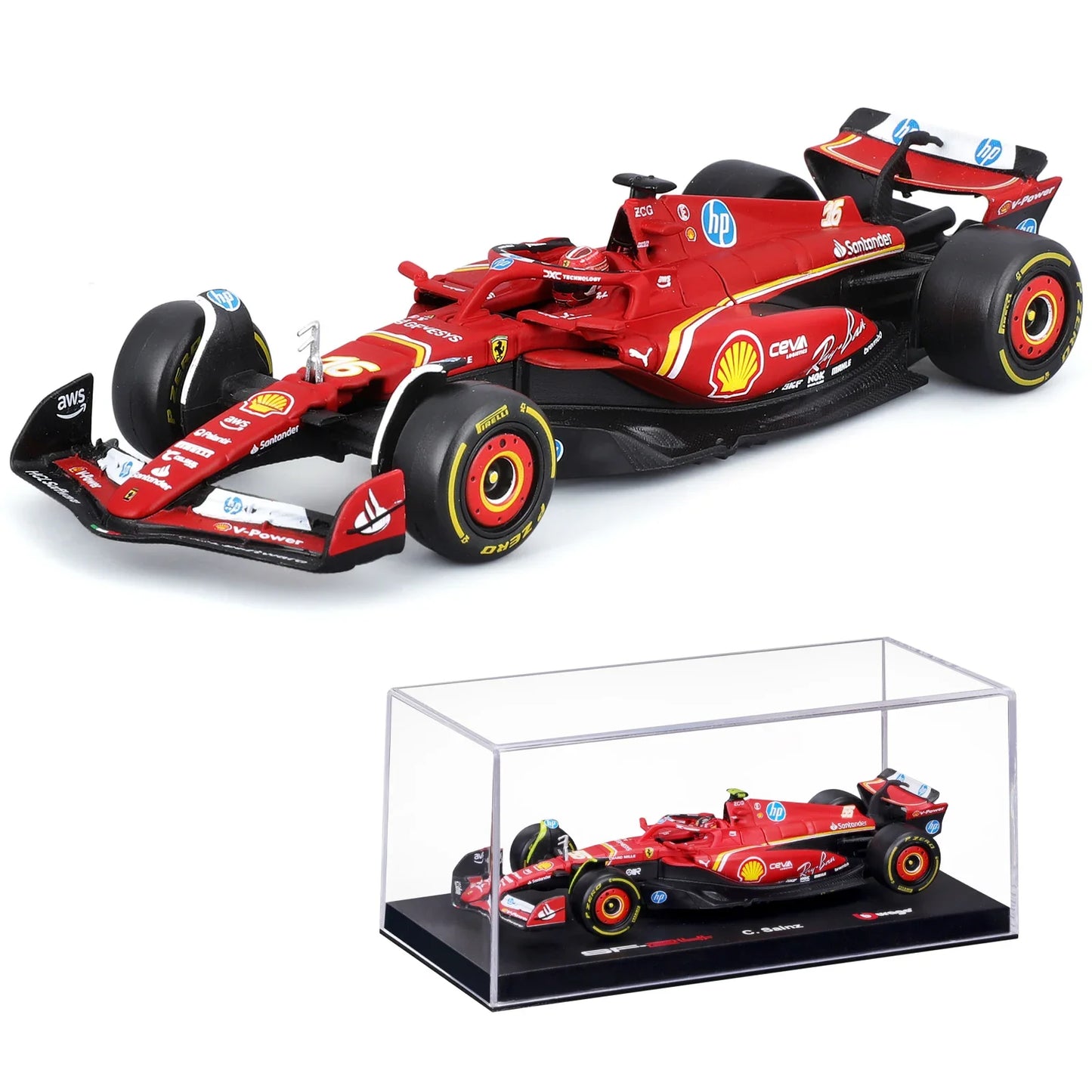 Bburago 1:43 2024 F1 SF24 W15 Mclaren MCL38 Monaco Grand Prix Alloy Car Diecast Model #4 Lando Norris #81 Oscar Piastri
