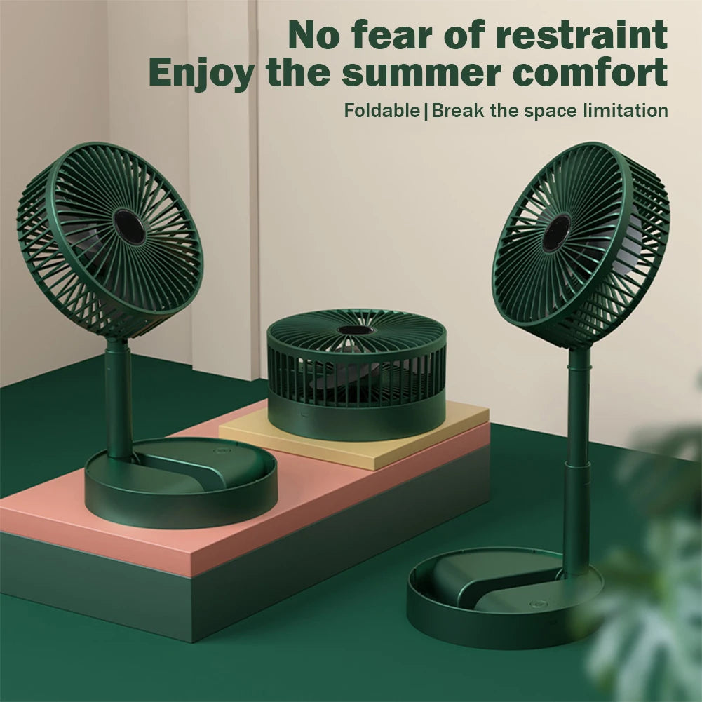 Mini ventilador plegable de escritorio para el hogar, recargable por USB, 3 velocidades, silencioso, bajo nivel de ruido, larga duración, ventilador eléctrico en espera para el hogar