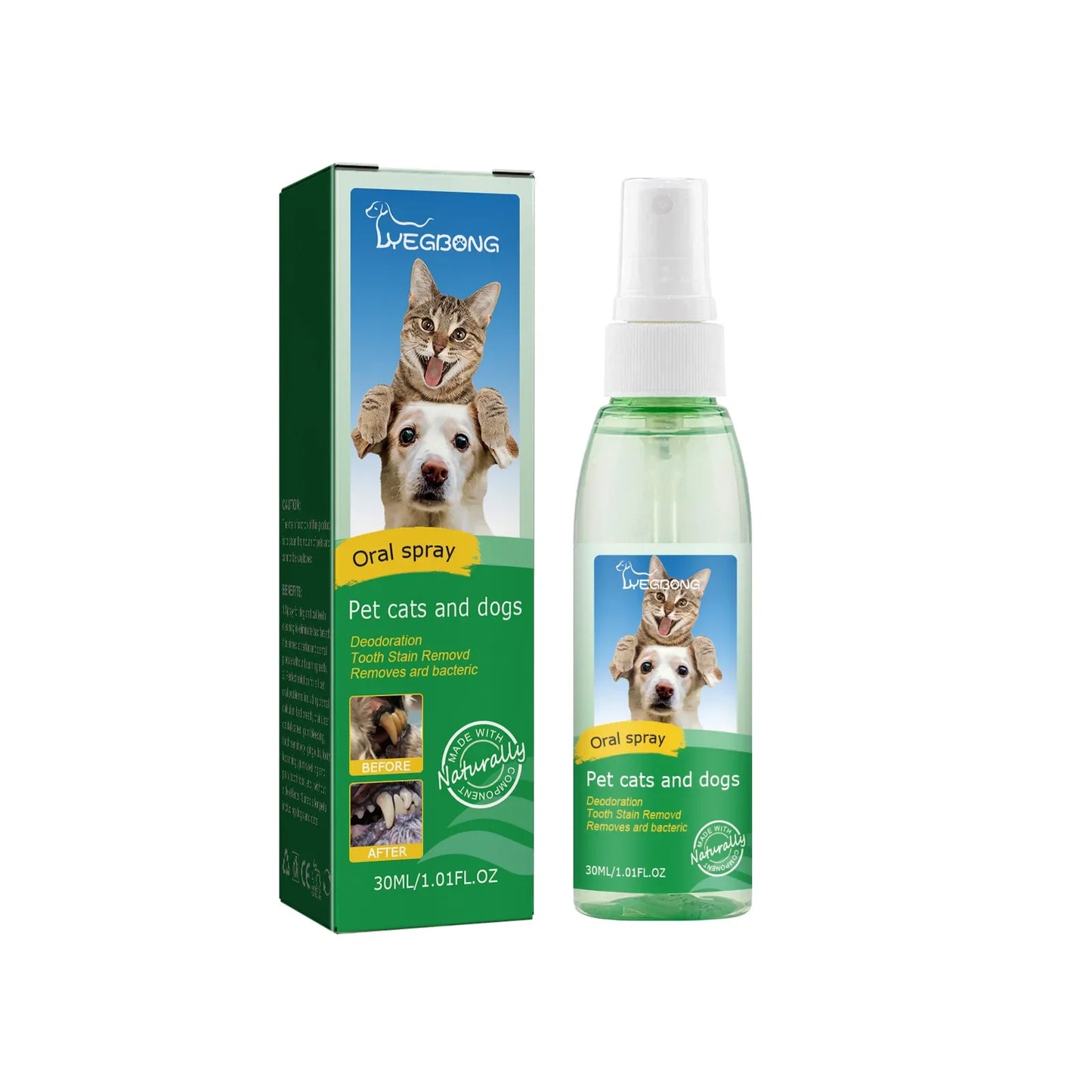 Spray limpiador de dientes para mascotas, eliminador de placa y sarro para perros, spray limpiador de halitosis, desodorante para mascotas, cuidado bucal, herramienta de limpieza dental para gatitos.