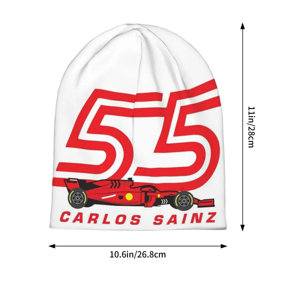 Carlos Sainz Jr F1 Signature Graphic - Dark Warm Knitted Cap Fashion Bonnet Hat Autumn Winter Beanies Hats for Unisex Adult