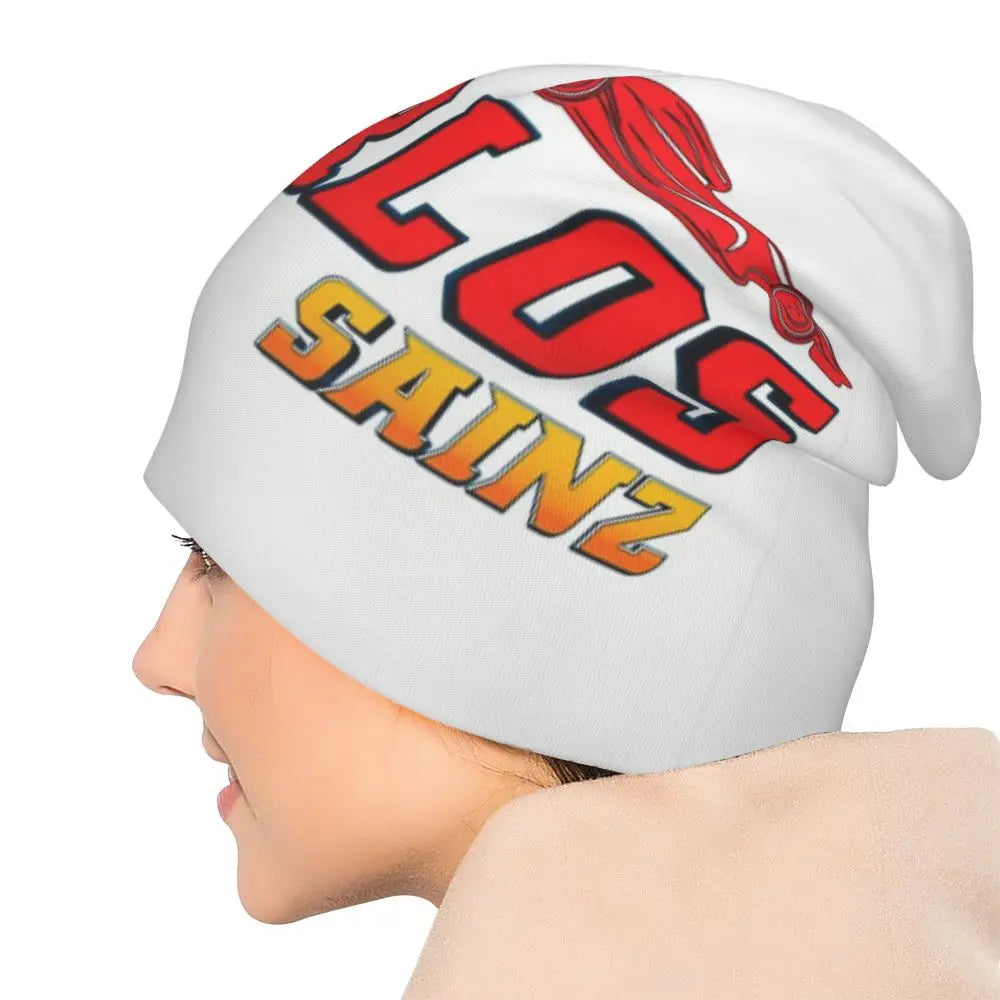 Carlos Sainz Jr F1 Signature Graphic - Dark Warm Knitted Cap Fashion Bonnet Hat Autumn Winter Beanies Hats for Unisex Adult