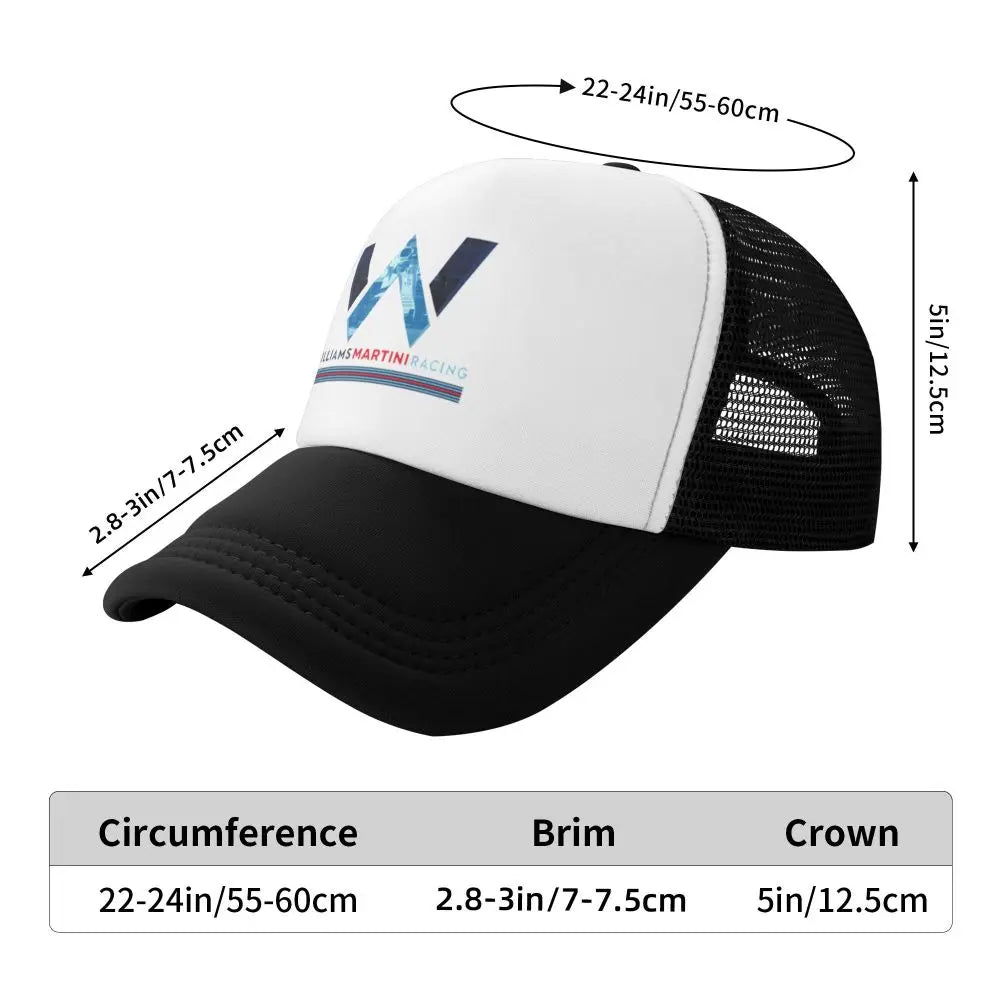 Williams Racing Custom Mesh Baseball Caps Women Men F1 Martini Printing Male Beach Dad Hat Peaked Cap
