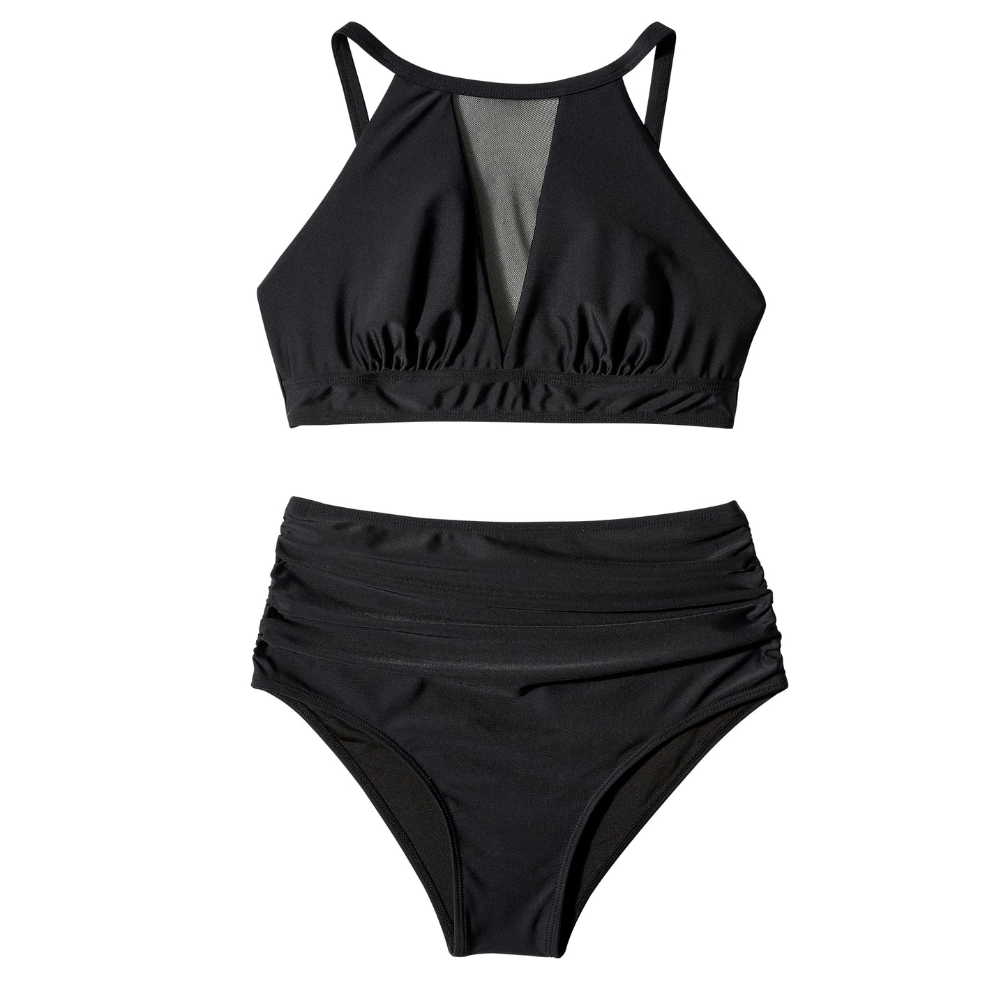 Print High-Waist Bikini Sets Swimsuit Women Sexy Lace Up Hollow Out Two Pieces Swimwear 2024 New Beach Bathing Suits Women