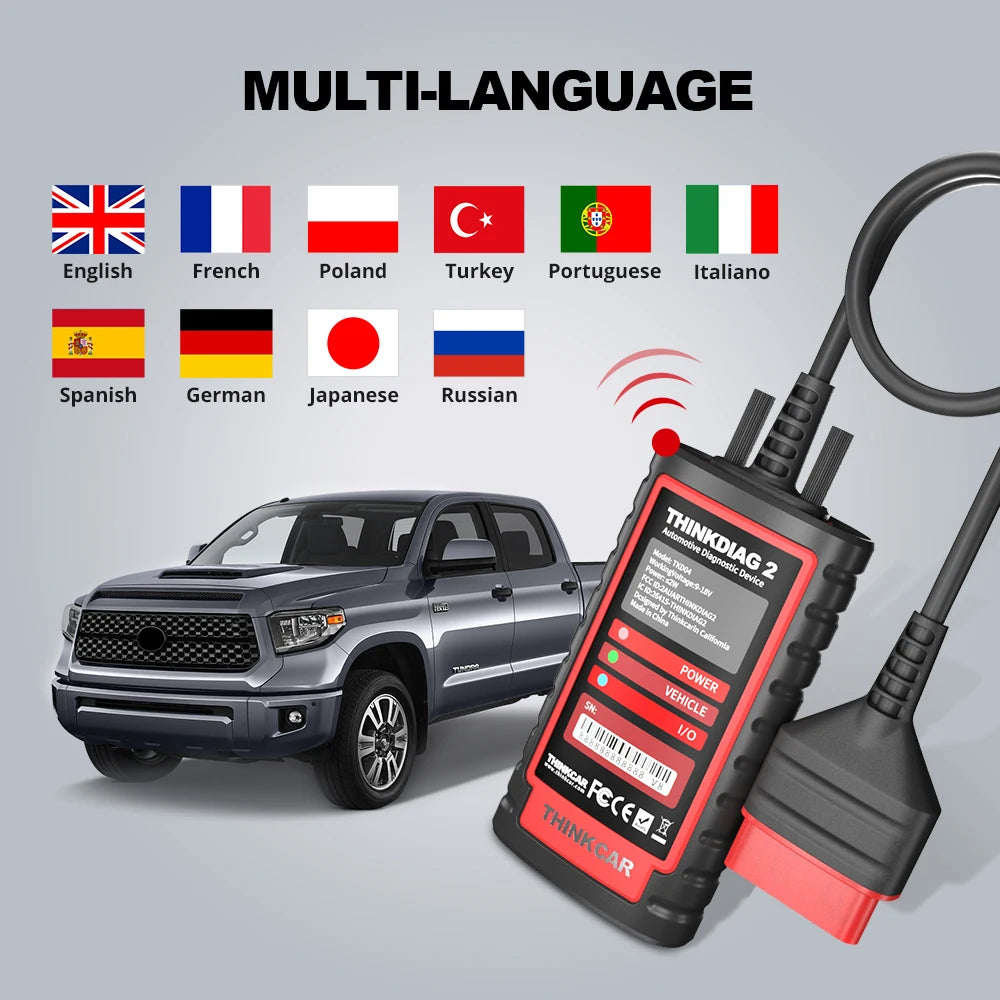 Escáner THINKCAR Thinkdiag 2 OBD2 compatible con protocolos CAN FD, compatible con marcas de vehículos GM, software completo gratuito, 16 funciones de reinicio, código ECU