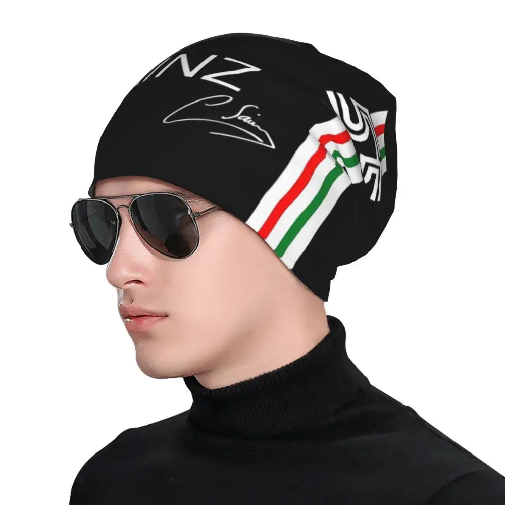 Carlos Sainz Jr F1 Signature Graphic - Dark Warm Knitted Cap Fashion Bonnet Hat Autumn Winter Beanies Hats for Unisex Adult