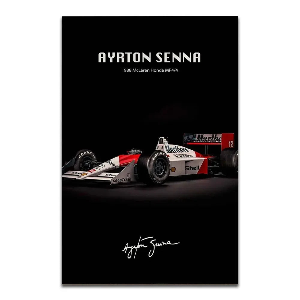 Ayrton Senna Poster Print MP4/8 Canvas Painting Monaco GP Car Wall Art Pictures For Living Room Home Decoration Frameless