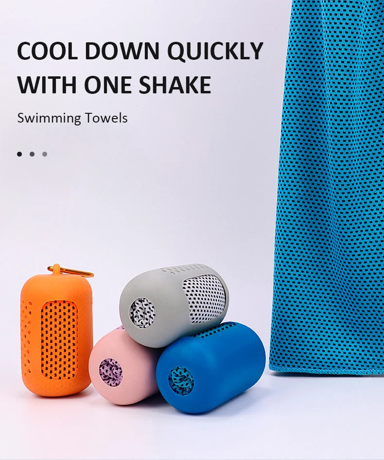 1PCS Circular Silicone Wrapped Cold Towel Cooling Towel Quick Drying Microfiber Towels Beach Accessories Towel Sport Fitness