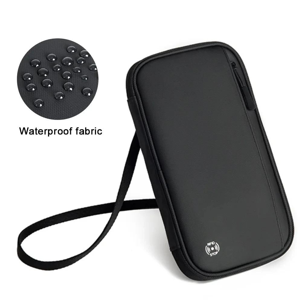 Funda para pasaporte de viaje, billetera con bloqueo RFID, porta pasaporte familiar, impermeable, bandolera de un solo hombro, bolso de mano
