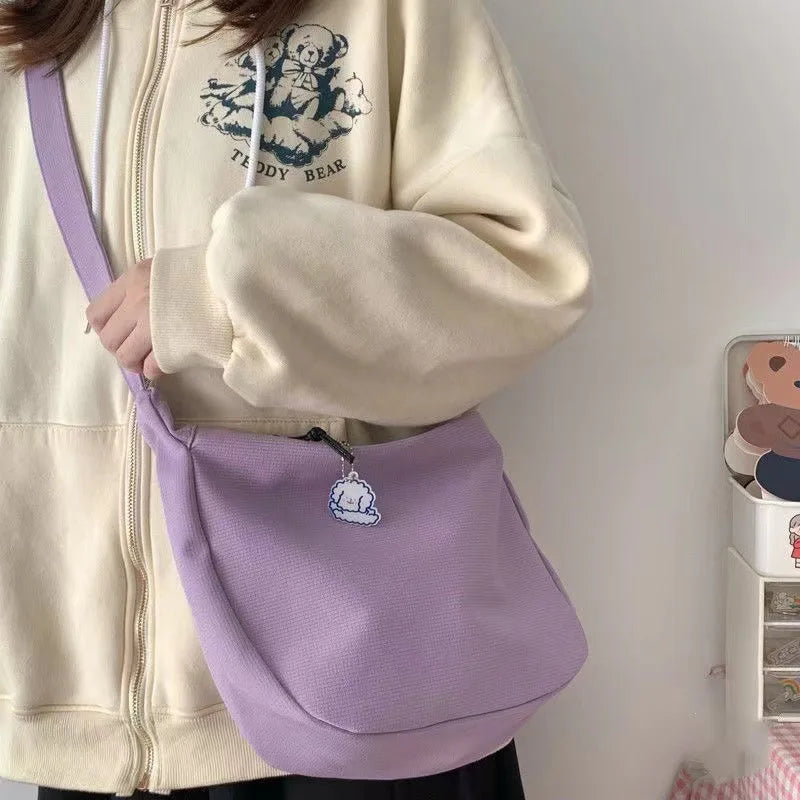 Bolsas de Ombro Femininas Sólidas Harajuku All-Match Simples Multifuncionais Bolsas de Mão Grande Capacidade Bolsas Crossbody Para Mulheres Adolescentes Bolsa