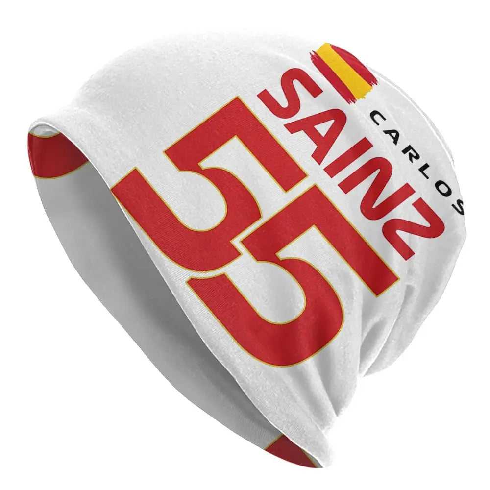 Carlos Sainz Jr F1 Signature Graphic - Dark Warm Knitted Cap Fashion Bonnet Hat Autumn Winter Beanies Hats for Unisex Adult