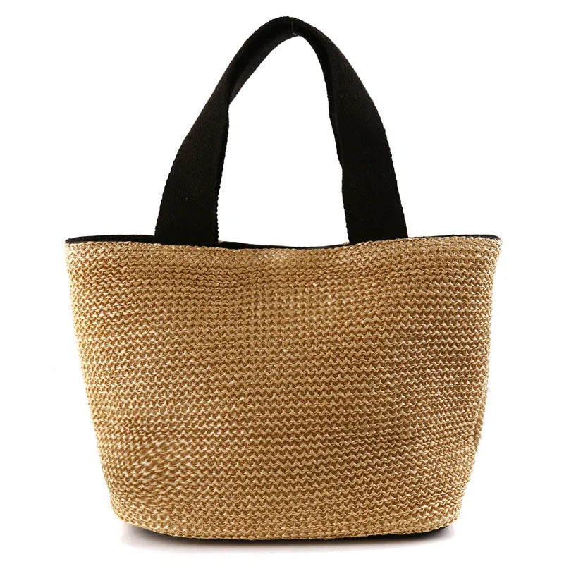 Bolso bandolera de paja para playa, estilo bohemio, de ratán tejido, hecho a mano, para mujer