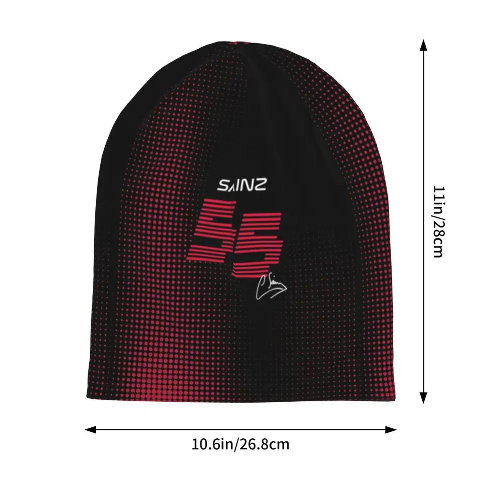 Carlos Sainz Jr F1 Signature Graphic - Dark Warm Knitted Cap Fashion Bonnet Hat Autumn Winter Beanies Hats for Unisex Adult