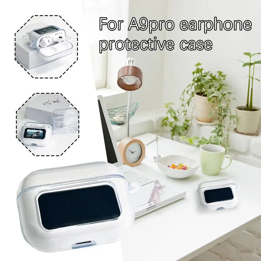 Funda de silicona transparente para auriculares A9PRO, funda protectora anticaídas, a prueba de golpes y polvo, carcasa para auriculares inalámbricos.