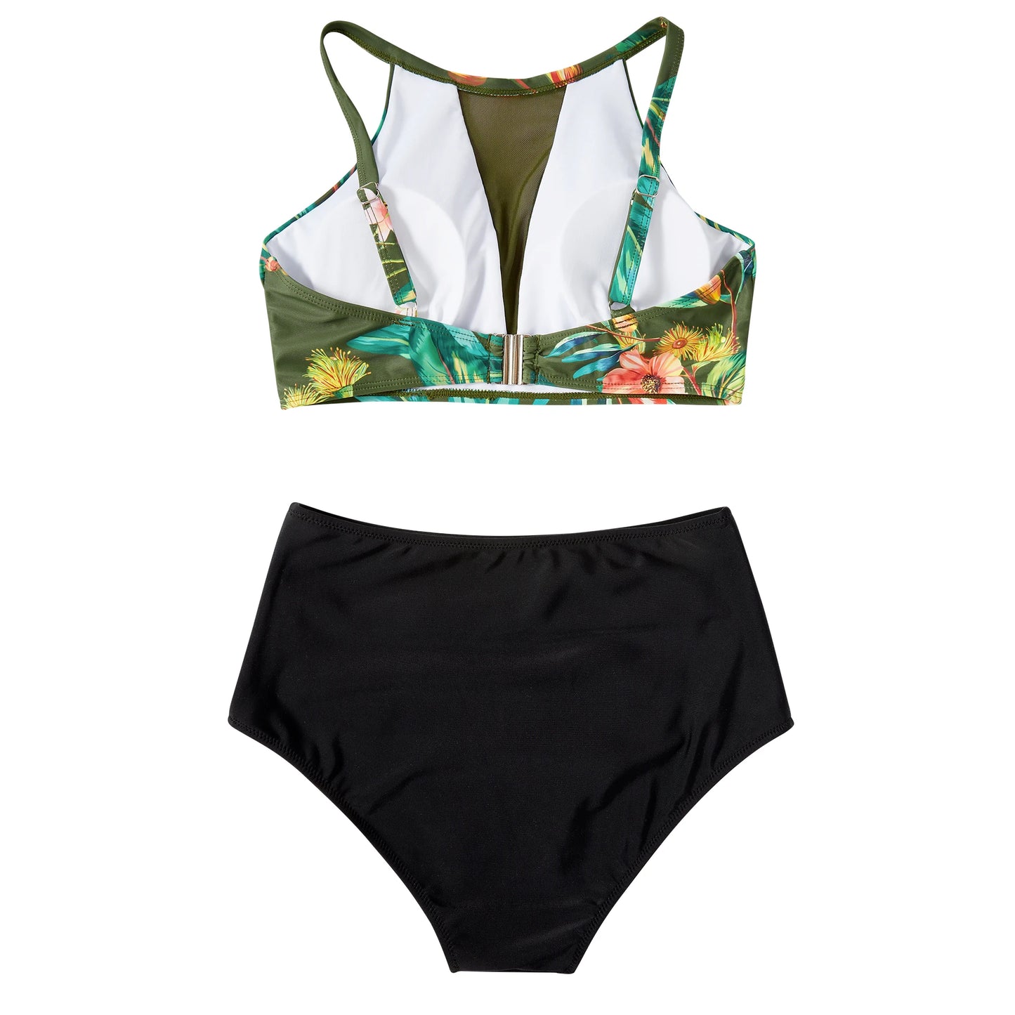 Print High-Waist Bikini Sets Swimsuit Women Sexy Lace Up Hollow Out Two Pieces Swimwear 2024 New Beach Bathing Suits Women
