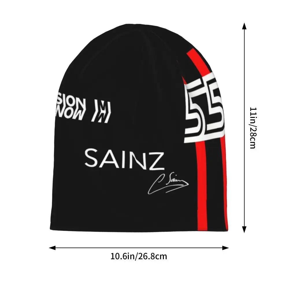 Carlos Sainz Jr F1 Signature Graphic - Dark Warm Knitted Cap Fashion Bonnet Hat Autumn Winter Beanies Hats for Unisex Adult