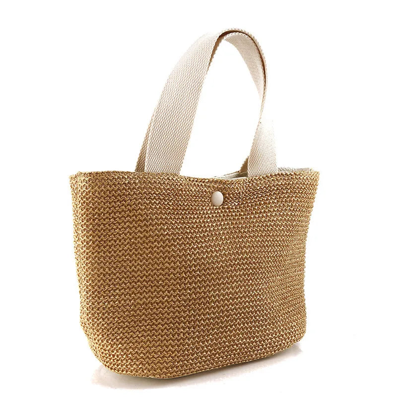 Bolso bandolera de paja para playa, estilo bohemio, de ratán tejido, hecho a mano, para mujer