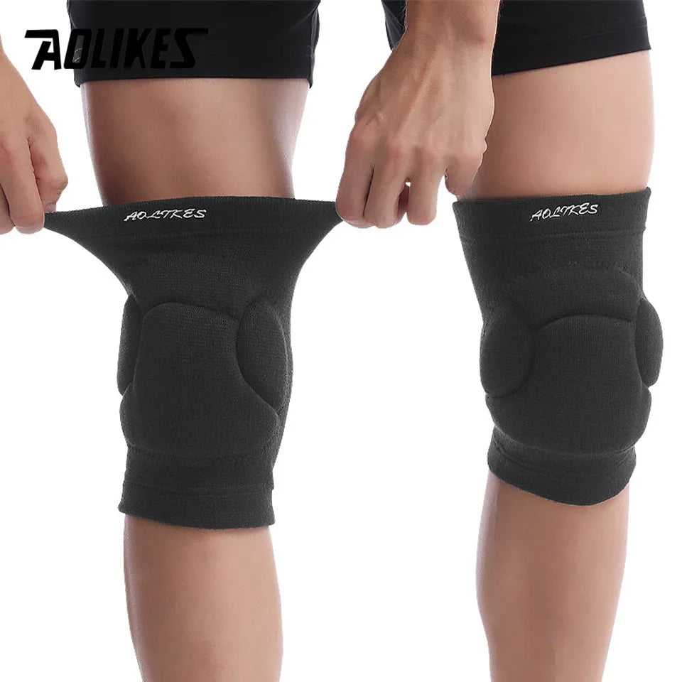 AOLIKES 1 Pair Sports Thickening Knee Pads Volleyball Extreme Sports Kneepad Brace Support Dancing Yoga Elastic Knee Protector