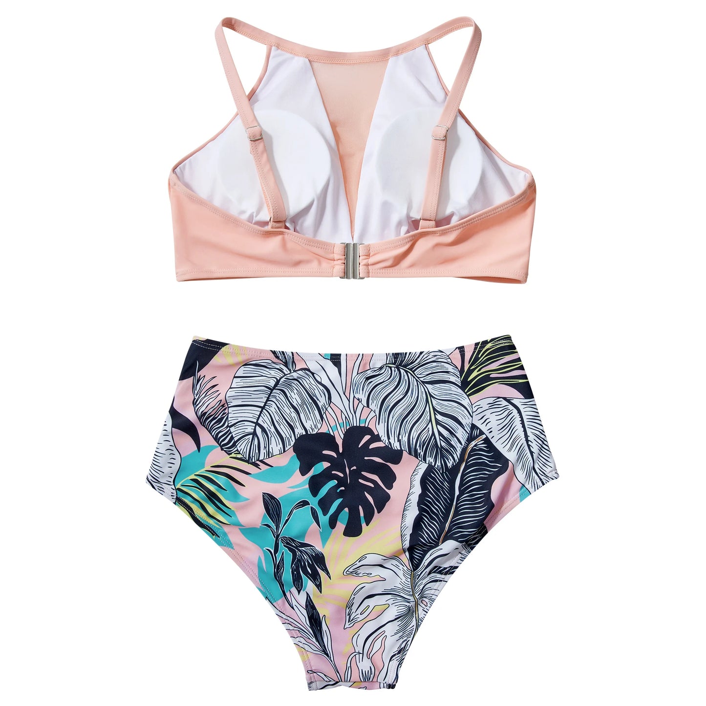Print High-Waist Bikini Sets Swimsuit Women Sexy Lace Up Hollow Out Two Pieces Swimwear 2024 New Beach Bathing Suits Women