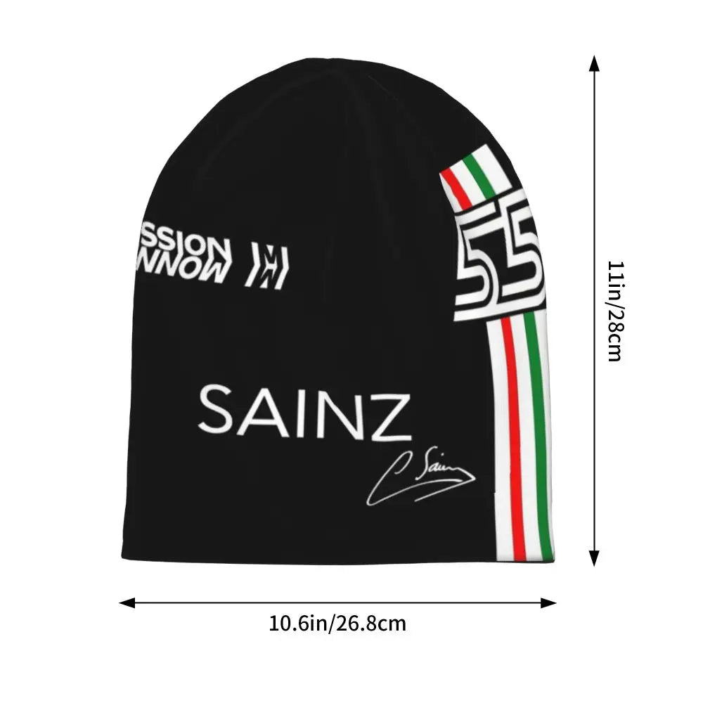 Carlos Sainz Jr F1 Signature Graphic - Dark Warm Knitted Cap Fashion Bonnet Hat Autumn Winter Beanies Hats for Unisex Adult
