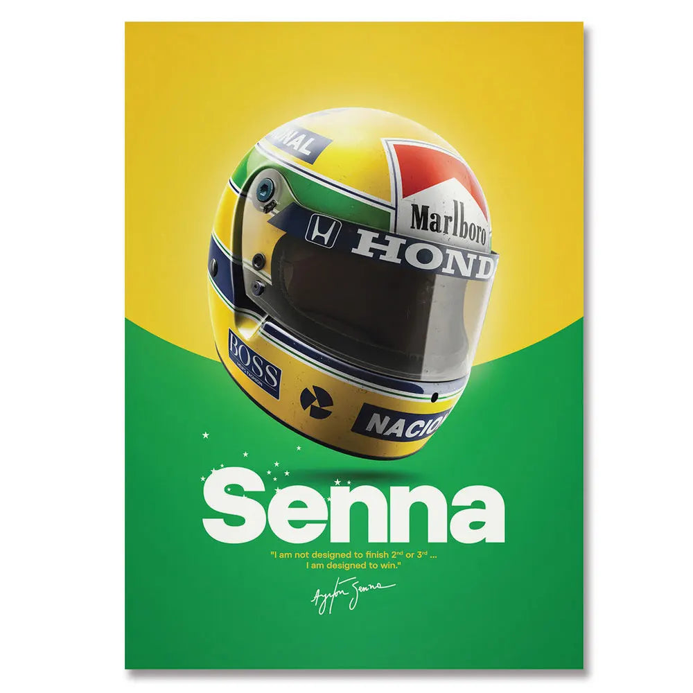 MP4/4 Ayrton Senna Helmet San Marino GP 1988 Poster Canvas Painting Prints Wall Art Pictures For Living Room Home Decoration