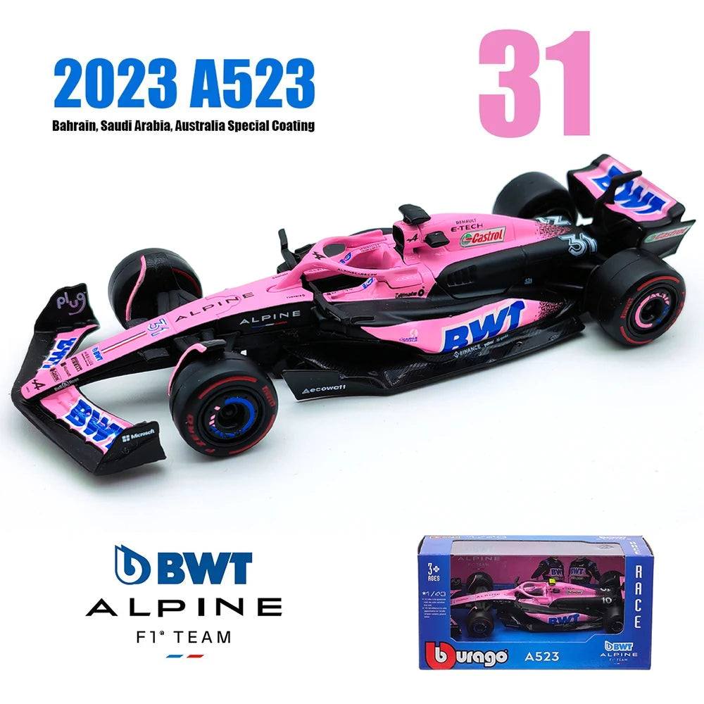 Bburago 1:43 Alpine F1 Team A523 2023 #10 Pierre Gasly #31 Esteban Ocon Alloy Car Die Cast Model Toy Collectible competition
