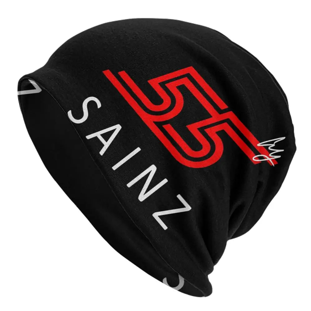 Carlos Sainz Jr F1 Signature Graphic - Dark Warm Knitted Cap Fashion Bonnet Hat Autumn Winter Beanies Hats for Unisex Adult
