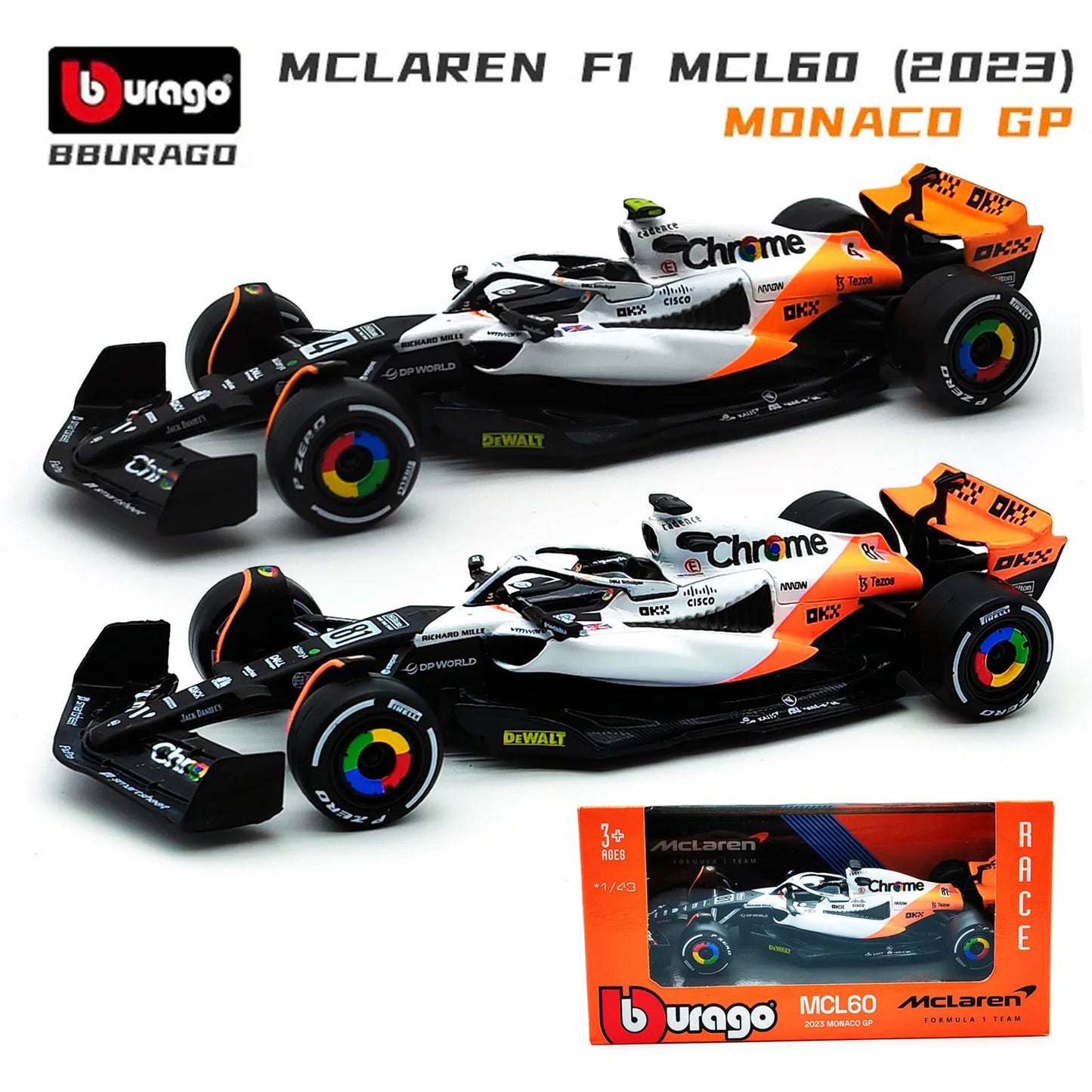 Bburago 1:43 2024 F1 Mercedes-AMG W15 #44 Hamilton Mclaren MCL38 MCL60 Monaco GP #4 Norris #81 Piastri Formula Car Model Gifts