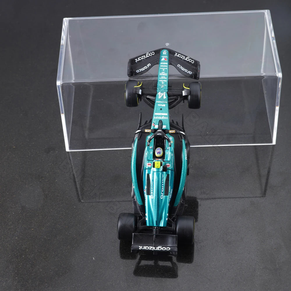 Bburago 1:43 Aston Martin Aramco F1 Team Amr23 2023 Car Model Dust Cover 14 Alonso #18 Stroll # Alloy Die Boys Collection Gifts
