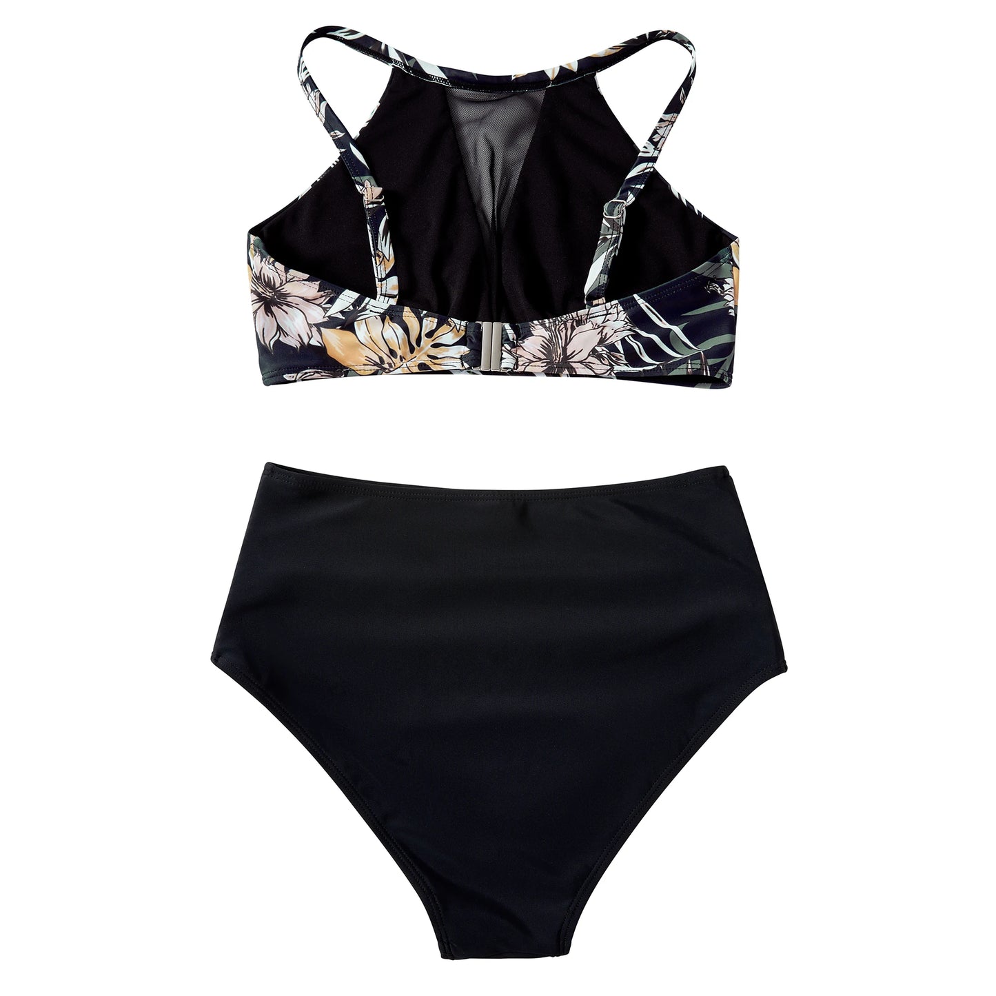Print High-Waist Bikini Sets Swimsuit Women Sexy Lace Up Hollow Out Two Pieces Swimwear 2024 New Beach Bathing Suits Women