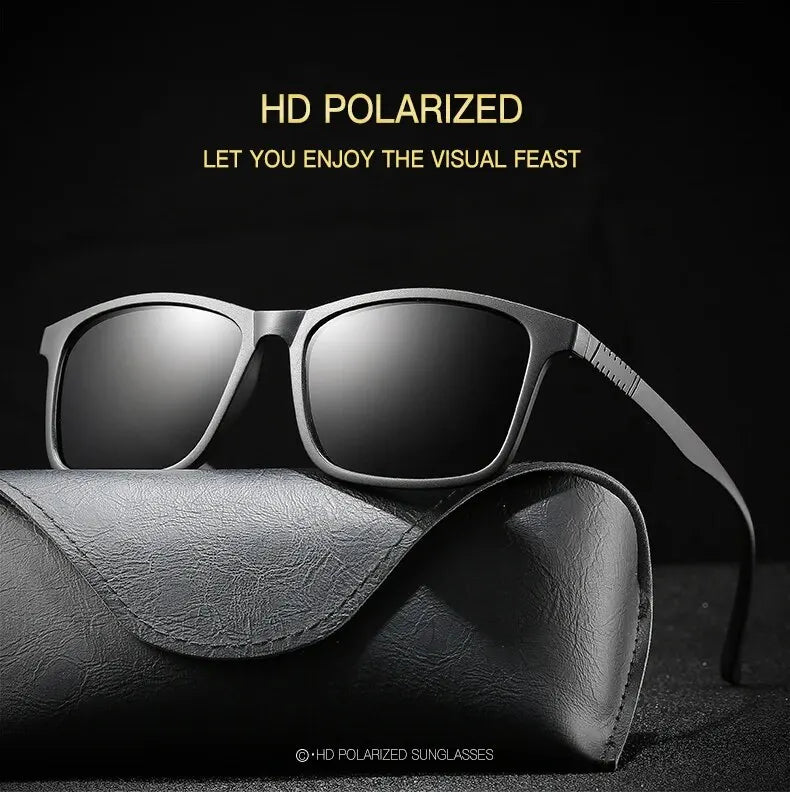 Luxury Men Polarized Sunglasses Fashion Vintage Square Ultra Light TR90 Frame Driving Fishing Sun Glasses For Man UV400 Eyewear