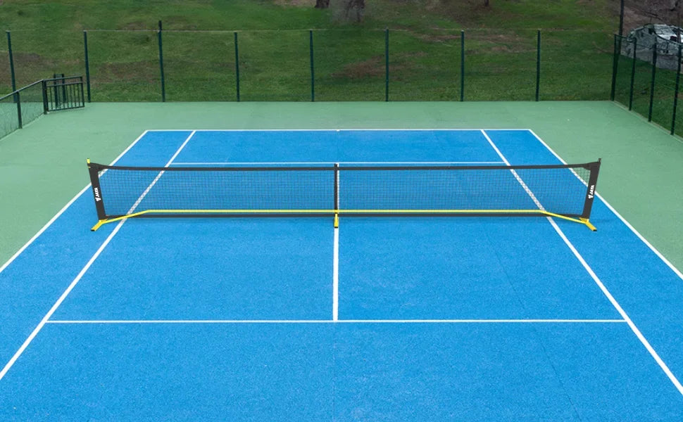 Portable Pickleball Net with Unique Ball Holder, IPF Standard 22FT, Steady Metal Frame, Easy Setup, Suitable for Backyards