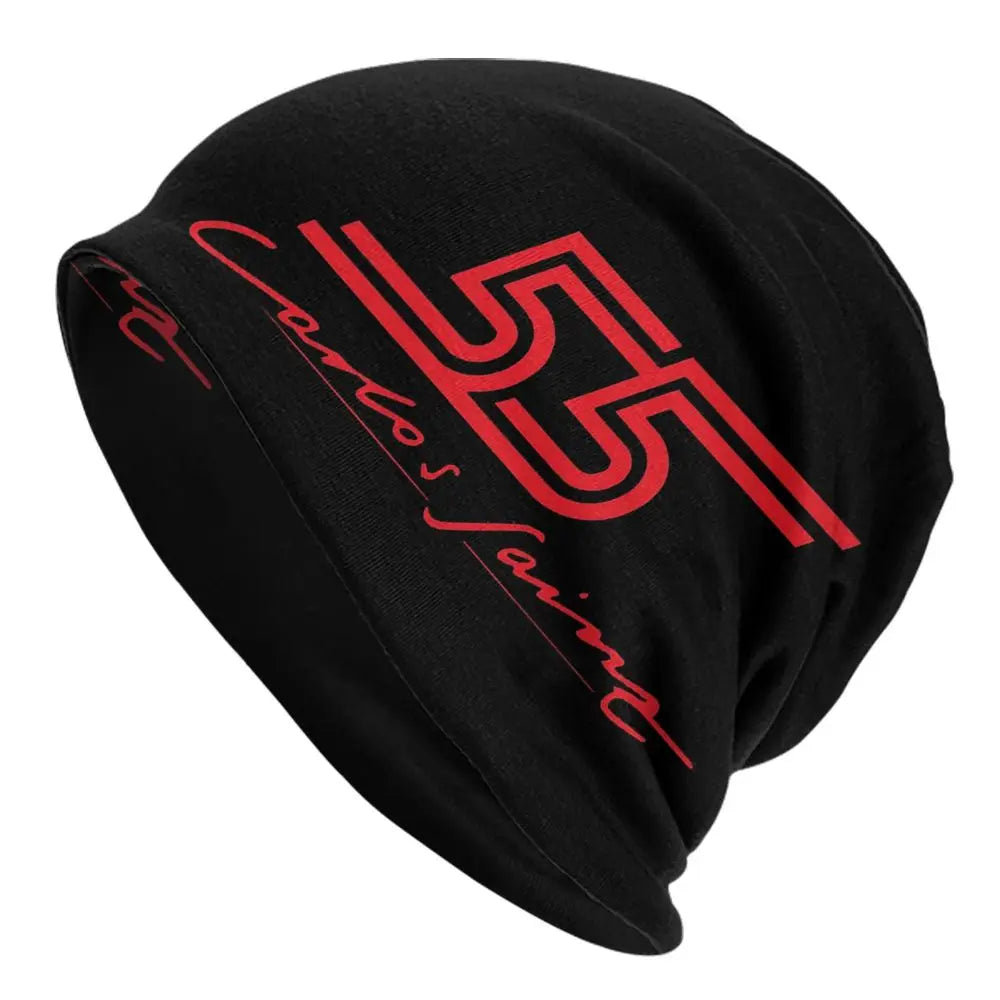 Carlos Sainz Jr F1 Signature Graphic - Dark Warm Knitted Cap Fashion Bonnet Hat Autumn Winter Beanies Hats for Unisex Adult