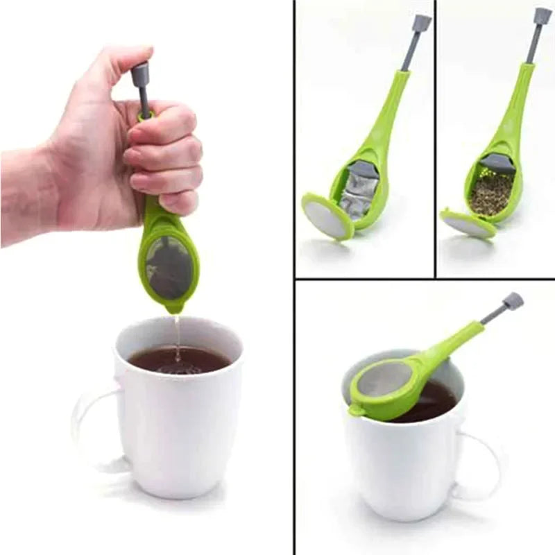 Tea Infuser Built-in Plunger Healthy Intense Flavor Reusable Tea Bag Plastic Tea&Coffee Strainer Measure Swirl Steep Stir&Press