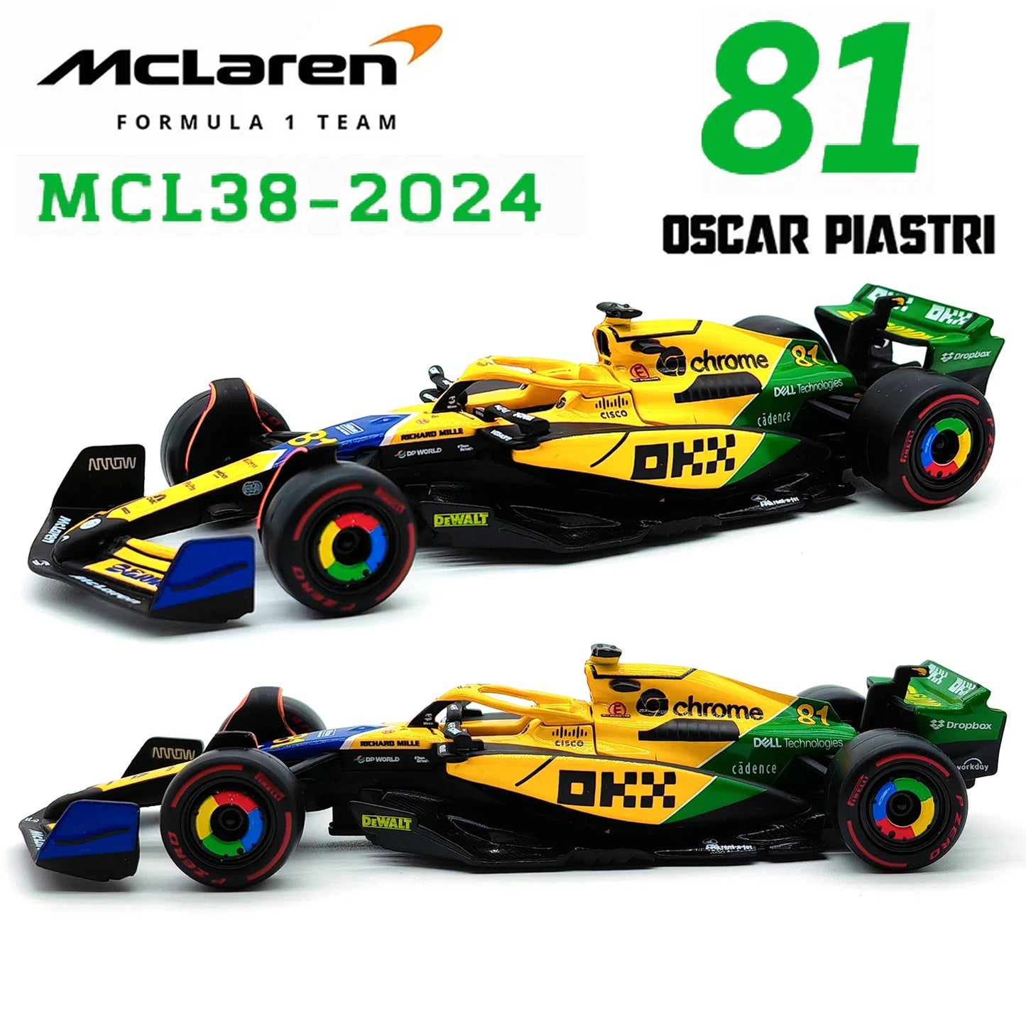 Bburago 1:43 2024 F1 Mclaren Mcl38 Monaco Grand Prix F1 Alloy Miniature Diecast Model #4 #81 Lando Norris F1 Car Toys Gift
