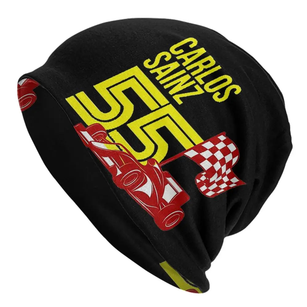 Carlos Sainz Jr F1 Signature Graphic - Dark Warm Knitted Cap Fashion Bonnet Hat Autumn Winter Beanies Hats for Unisex Adult